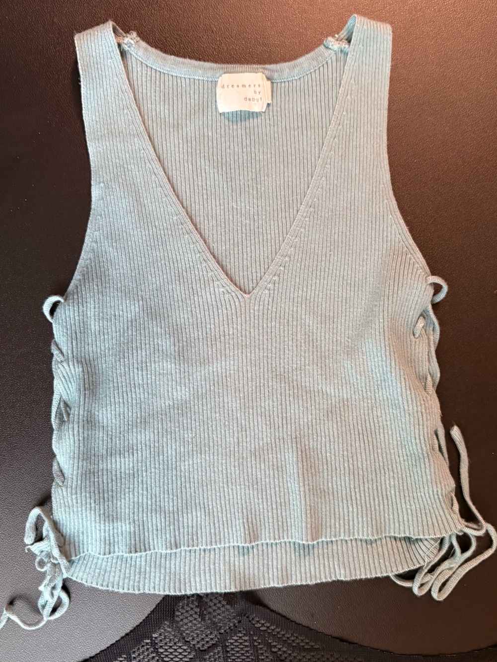 ✨ Dreamers by Debut Ribbed Knit Side Lace-Up Tank Top ✨